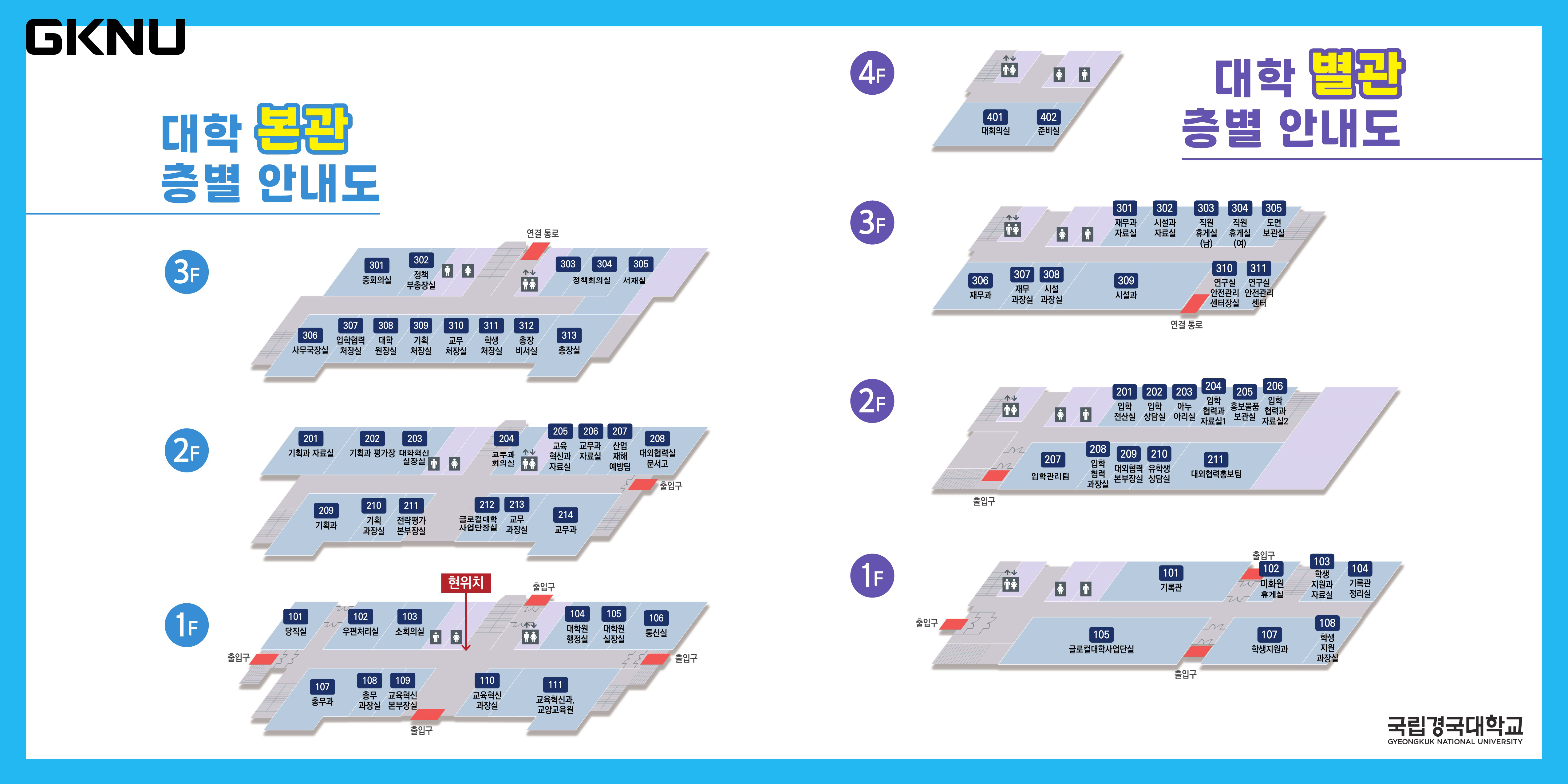  대학본관 층별 안내도 사진